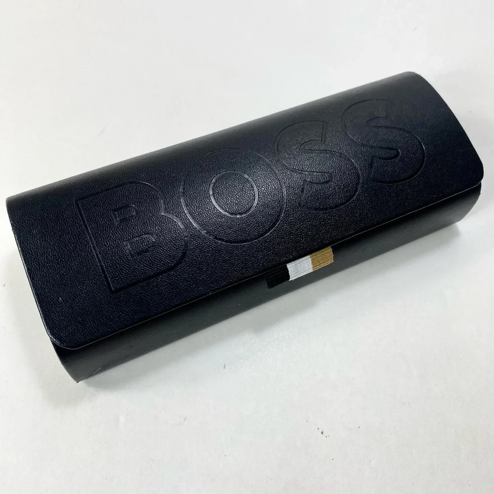 Hugo Boss Clamshell Hard Case Black Eyeglass Sunglasses Case with Cleaning Cloth